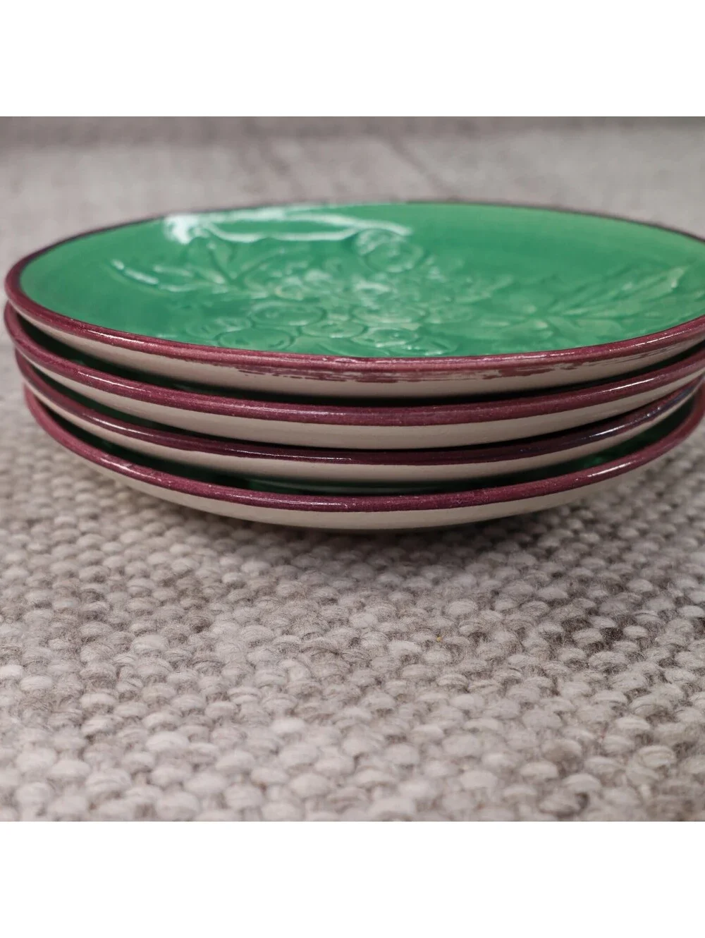 Fioriware Jardinware Green Grape Dinner Plates Set of 4 Zanesville Ohio Pottery